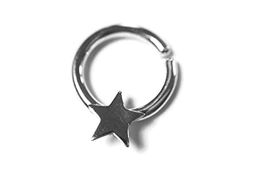 Shiny Silver Star Septum Nose Ring ~ 5 Point Star ~ Twist on Nose Hoop Star Nose Ring-image-33