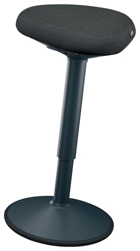 Image of Leitz Ergo Active Standing Stool with Unique Dual Density Foam Comfort Cushion, Height Adjustable 57 to 82cm, 100% Post Consumer Recycled Seat Cover, Supports 110kg, Ergo Range, Dark Grey, 65450089