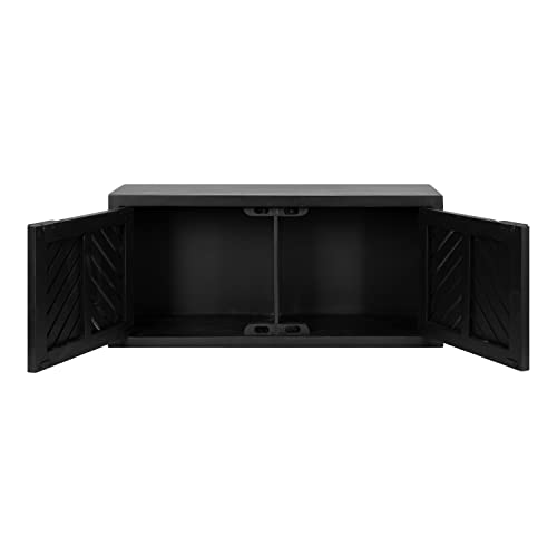 Image of Kate and Laurel Mezzeta Decorative 2-Door Wall Cabinet, 30 x 10 x 14, Black, Decorative Modern Storage Cabinet with Doors