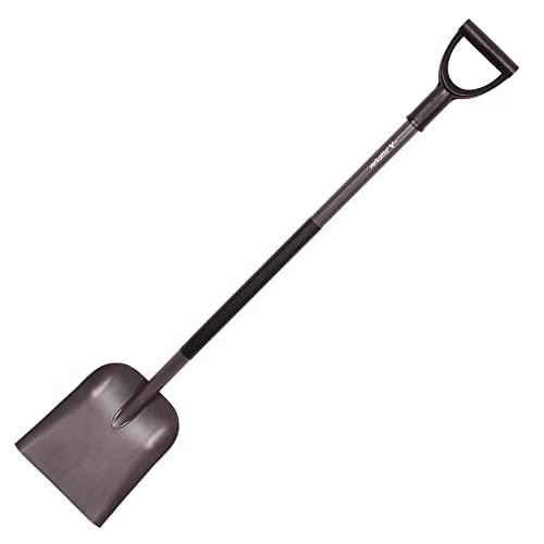 Mivos Pelle de Jardin Carrée Professionnelle en Acier au Bore Trempé - Pelle à Creuser Renforcée - Longueur 124 cm - Pelle à Neige avec Manche en Acier et Poignée en D - Made in EU