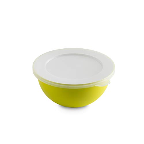 omada Design Bol 0,5 lt + Couvercle, diamètre 13,5 cm, Blanc à l'intérieur et coloré à l'extérieur, en polypropylène et Plastique antibactérien, Sanaliving Cover