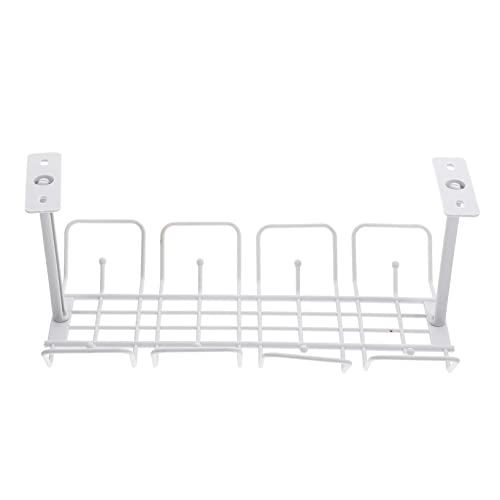 DIYEAH Organizzatore Cavi Cucina e Ufficio Vassoio Portaoggetti Sospeso Grigio, Supporto Sottopensile Salvaspazi Per Gestione Cavi e Ripiano Deposito, Facile Installazione Senza Foratura