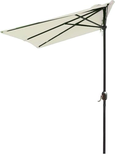 Ombrelloni da Terrazzo Ombrellone Mezzaluna Balcone Parete Piccolo Reclinabile Inclinabile Semicircolare per Giardino A Muro Idrorepellente Terrazza Telo Copertura 250cm No con Base(Beige)