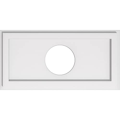 Ekena Millwork CMP24X12RE-06000 Rectangle Architectural Grade PVC Contemporary Urethane Ceiling Medallions 24"W x 12"H x 6"ID x 8 1/4"C x 1"P