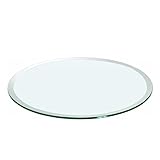 GlasFlength 24' Round Glass Table Top, Tempered Glass Surface, 2/5' Thick Beveled Polished Edge Multipurpose for Dining, Coffee, Restaurant, Patio Table Replacement, Clear