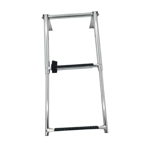 Milageto Folding Boat Ladder Under Platform Slide Mount Boat Boarding 2 Step Removable Non Slip Extendable Dock Ladder for Dinghy