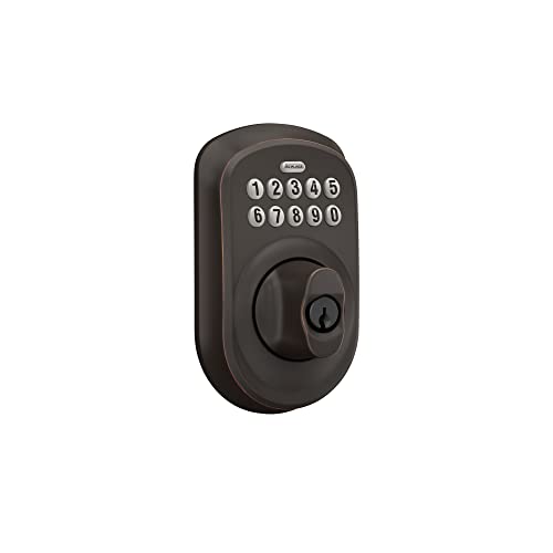Schlage Be365 Ply 716 Plymouth Keypad Deadbolt, Electronic Keyless Entry Lock, Aged Bronze #TOP3