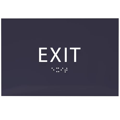 ADA CENTRAL SIGNS - 6"X4" Exit Sign - Tactile Graphics Grade 2 Braille Text | Modern Utility Wall Mount ADA Compliant Plastic Signs For Schools, Offices, Businesses, Apartments & Restaurants