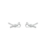 BCughia Pendientes de tuerca de oro de 9/14/18 quilates, nudo con moissanita para mujer, Oro blanco de 9 quilates, Moissanita