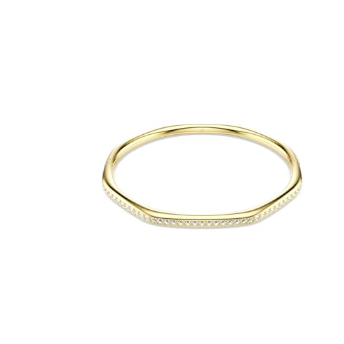 Swarovski Dextera bangle, Octagon shape, Round cut, White, Gold-tone plated