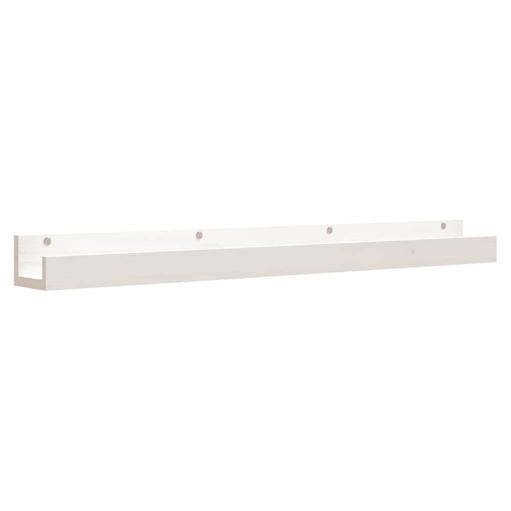 Regał ścienny, 2 sztuki, białe, lite drewno sosnowe, 110 x 12 x 9 cm, regał wiszący, półka ścienna do salonu, sypialni, kuchni, biura, przechowywania, dekoracja, oszczędność miejsca