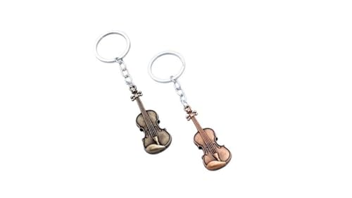 DMDMBSR Llavero de violín pequeño, llavero de violín retro, regalos únicos de violín para los amantes de la música, bonitos llaveros de músico, regalo para violinista, 2 piezas, Marrón, Genérico