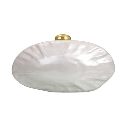 Image of RomanticDesign Women Shell Shape Acrylic Clutch Shiny Marble Purse Wedding Prom Party Evening Handbag
