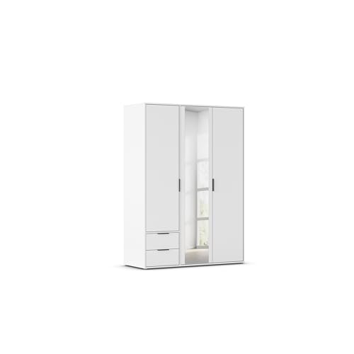 Rauch Möbel Hamilton, Kleiderschrank, Schrank, Garderobe, Organizer, 3-türig, mit Spiegel, 2 Schubladen für mehr Stauraum, Farbe Weiß, Kurze Griffleiste Grau metallic, 140x194x54cm Rauch Möbel Hamilton, Kleiderschrank, Schrank, Garderobe, Organizer, 3-türig, mit Spiegel, 2 Schubladen für mehr Stauraum, Farbe Weiß, Kurze Griffleiste Grau metallic, 140x194x54cm