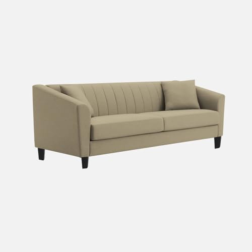 Image of Avion Natalia 3 Seater Velvet Sofa for Living Room|Beige| Luxury Plush Fabric Couch, Modern Comfortable Upholstered Sofa, Premium Home Furniture Lounge Seating