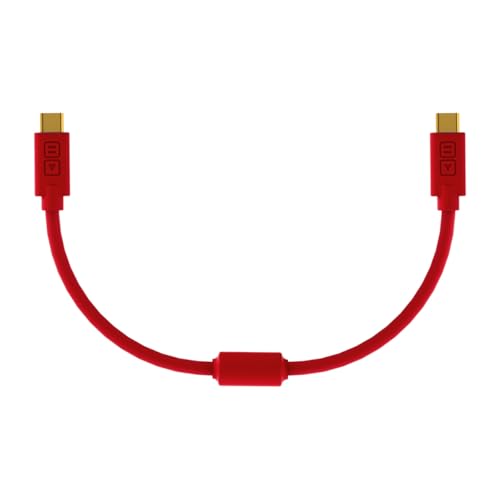 DJ TechTools Chroma Cable – USB-C to USB-C Cable | 100W Power Delivery, 10Gbps, 4K60, Ferrites | Audio-Optimized, Color-Coded with Cable Tie | Red 0.8ft (025M) Straight