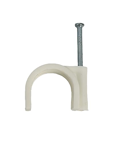 White Round Cable Clips with Fixing Nail K-Type 50pcs (25mm) - Image 3
