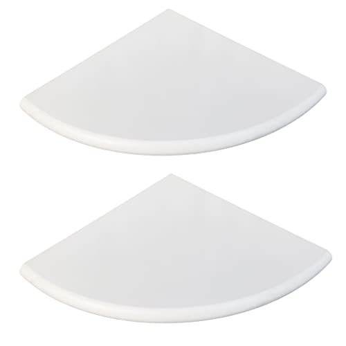 GEOONA 2 Pcs White Marble Corner Shower Shelf for Bathroom 9 x 9 x 0.8 Marble Corner Shelves for Bathroom Wall Mounted Both Side Polished