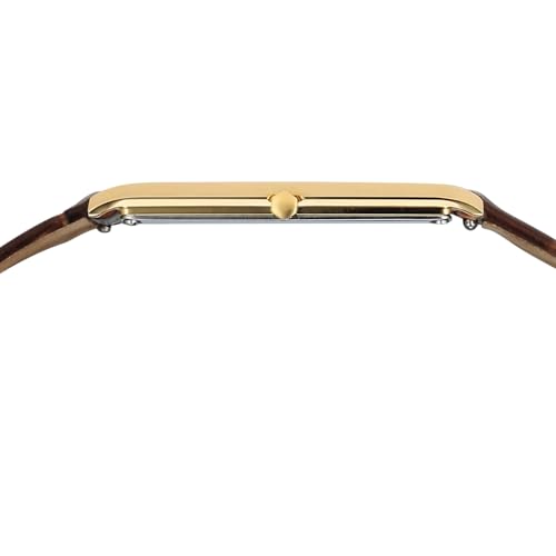 Image of EDGE Titan Monture Quartz Analog with Brown Dial Gold Leather Strap Watch for Men - 1043YL10