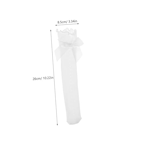 Girls Knee High Socks Bows 4 Pairs of Elegant Breathable Long Socks for Kids Stylish Dress Decor and Outdoor Wear Lace Trimmed and Ribbed Design2