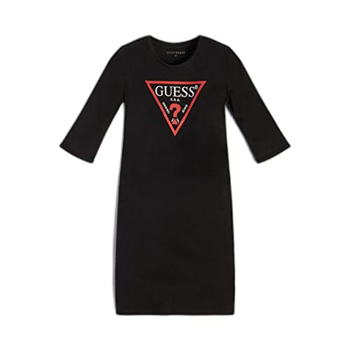 GUESS Girls' One Size 3/4 Sleeve Organic Cotton Triangle Logo Dress