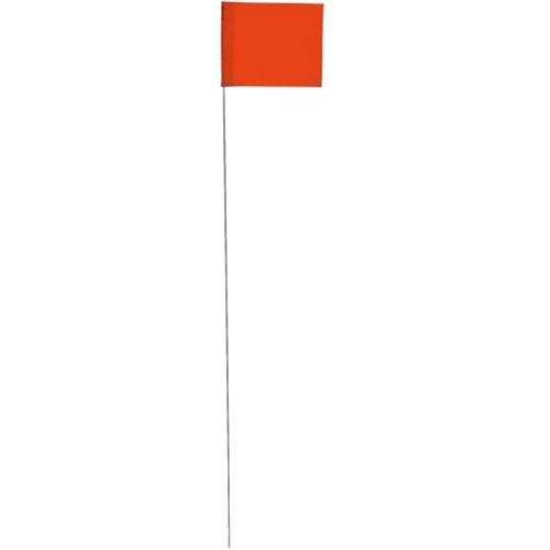Vinyl Stake Flags with Wire Stakes, Bundle of 100 Oversize Marking Flags (Glo Orange)