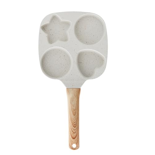 WMFASBAG Pan de piedra médica de 4 copa Freing Pan sin deslizamiento de tortillas divididas Diviadas Resisten una sartén de desayuno espesado para la estufa de gas y la olla de inducción