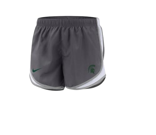 Nike Women's NCAA Dri-FIT Tempo Logo Shorts (US, Alpha, X-Large, Regular, Regular, Grey, Michigan State Spartans)