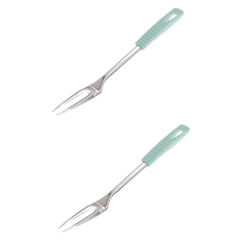 Cabilock 2pcs Bbq Fork for Grill Long Fork Retractable Large Heat Resistant Stainless Steel Dishwasher Safe Kitchenware Random Color