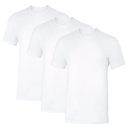 Hanes Men's Sweat Block Undershirt, Underarm Sweat Blocking Tee, White Crewneck T-Shirt, 3-Pack Sweat Block Undershirt, Underarm Sweat Blocking Tee, White Crewneck T-Shirt, 3-Pack (Pack of 3)
