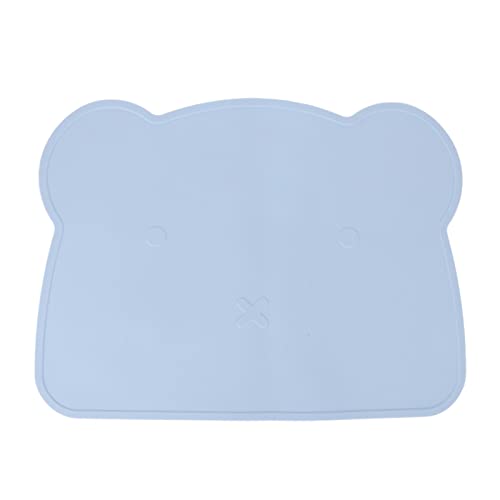 OUKENS Kids Silicone Placemats,Thicken Heat Insulation Soft Elastic Baby Placemats for Kids Toddler Children Reusable Non-Slip Table Mats Baby Food Mats for Home Hotel Restaurant(Blue)