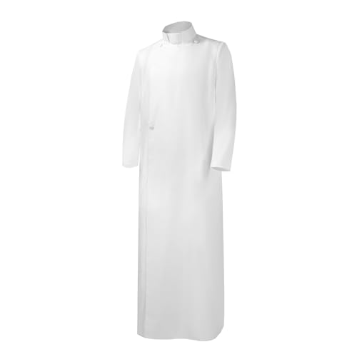 chigemianbaoba Men's Cassock Robe Clergy Attire for Pastors Long Vestments Clergy Collor Coat3
