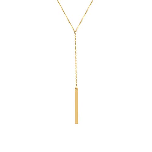 Womens Handmade CZ Simple Delicate 14K Gold Plated/Rose Gold Plated/Silver Plated Lariat Simple Baton Adjustable Y Necklace for Mother's Day Gift Y-1-Baton