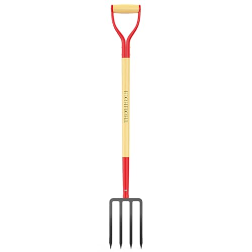 HIGHLIGHT Garden Fork, 4-Tine Spading Fork, Compost...