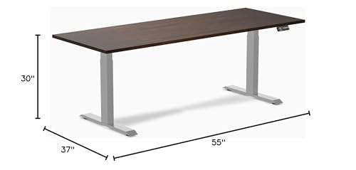 Image of Desky Electric Standing Desk, 80 x 30 inch Rubberwood Height Adjustable Sit Stand Desk, Dual Motor, Memory Presets, Ergonomic Workstation for Home Office - Dark Walnut Top
