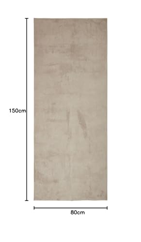 Image of Obsessions Polyester Bedside Runner with Solid Pattern Felt Backing, Ideal for Bedroom & Living Room 80x150cm, Taupe