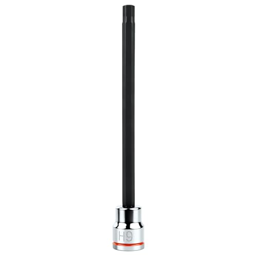 Image of 3 /8 Inch Drive Long Hex Bit Socket, H9, Full Polished, Premium CR-V & S2 Alloy Steel Head Made for Auto /Mechanical