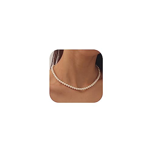 Hanli Pearl Necklaces For Women 14K Gold Plated Dainty Pearl Choker Necklace Handmade Simple Simulated Pearl Necklaces Delicate Mother's Day Jewelry Gifts #TOP4