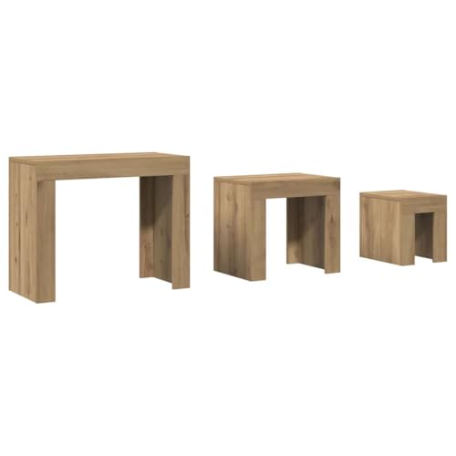 vidaXL Tables Basses gigognes 3 pcs chêne Artisanal Bois d'ingénierie, Table gigogne, Table gigogne Moderne, Ensemble de Tables gigognes