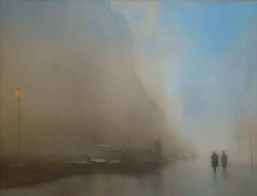 Toile murale style peinture à l'huile texturée Meechi Morning Fog Soft Oil 50x70 cm