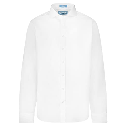 ADONIS Boys 100% Cotton Non Iron White Solid Pinpoint Long Sleeve Dress Shirt2