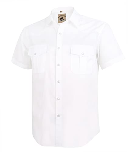 Chemise à manches courtes homme boutons pression grande taille blanche 4XL