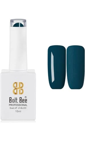 Image of Bolt Bee Midnight Teal Color Gel Nail Polish Soak Off UV Gel 15ML DIY at Home Manicure Salon Nail Art