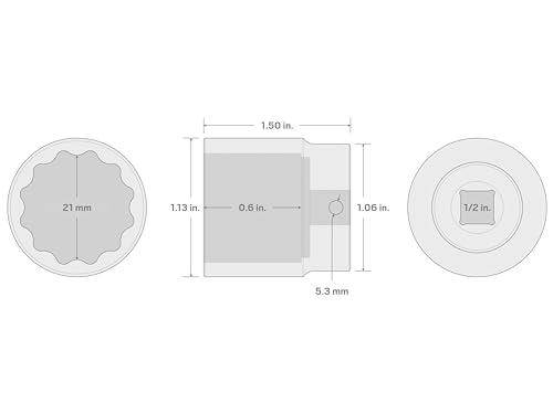 Image of TEKTON 1 /2 Inch Drive x 21 mm Shallow 12-Point Impact Socket | SID22321