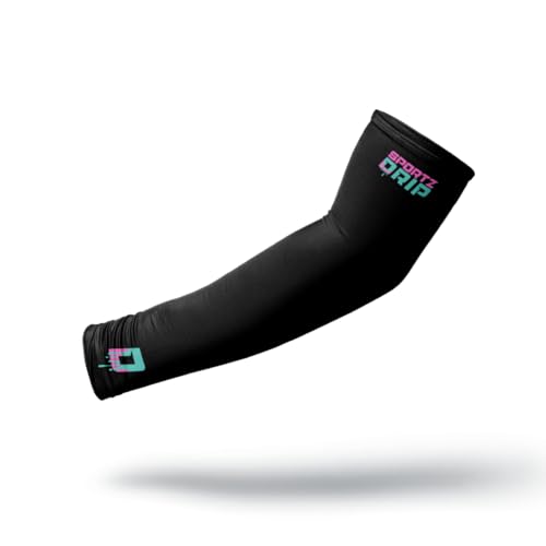 Sportz Drip Baseball Compression Arm Sleeves, White and Black, Moisture-Wicking (Black, L/XL)