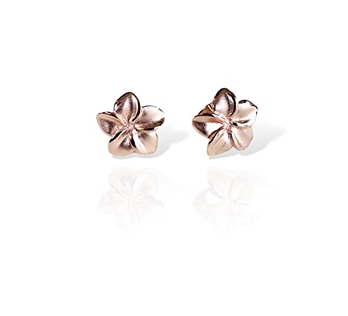 Sterling Silver, Plumeria stud earrings, Plumeria earrings, Plumeria studs, Hawaiian earrings, Rose Gold Plumeria, Flower earring3