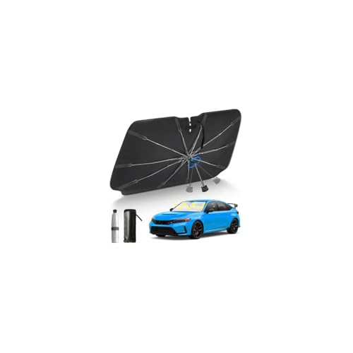 サンシェード 車 フロント【2026新開発&パンダシャフト&曲がる中棒】 車用サンシェード 傘型 折りたた式 車用パラソル カーサンシェード UVカット 遮光 遮熱 暑さ対策 10本骨頑丈 二つ開き口設計 取付簡単 車用日除けカバー 日除け 車 日焼け対策 紫外線対策 収納ポーチ付き