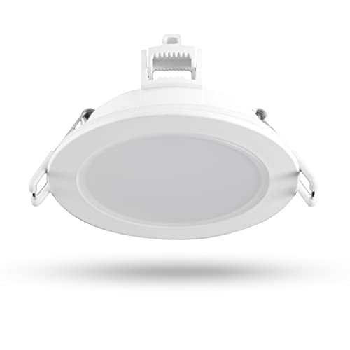 Tekstap Foco LED Empotrable Techo,5.5W 230V LED Luz blanca 350LM,Natural 4000K Impermeable IP65 ,Recortar 68mm de para baño, Dormitorio, Cocina 1 Pack Cover