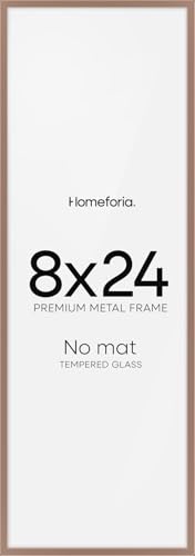 Image of Homeforia 8x24 Panoramic Frame Mocha, High End Metal 8 x 24 Picture Frames without Mat, 24x8 Hanging Mocha Poster Frames for Wall, 8 by 24 inches Display Photo Frames, Tempered Glass, Wall Kit, Set of 1