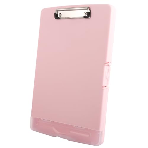ASelected Clipboard with Storage A4 Clipboard with Pen Holder Plastic Clipboards with Compartment Heavy Duty Storage Box Folder for School Office Medical Personnel Side-Opening (Pink)
